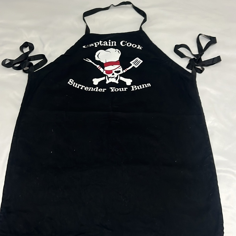 Black Apron with Skull Chef Design